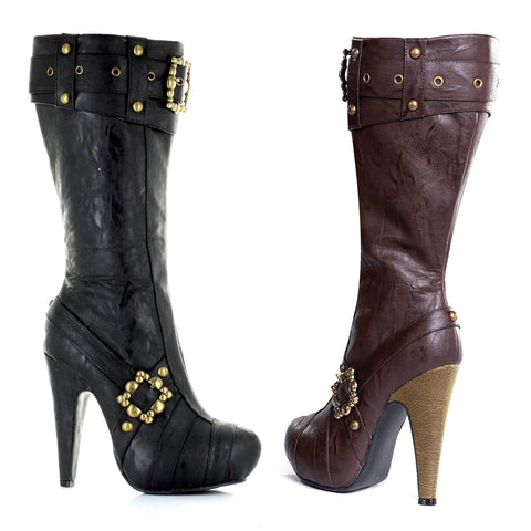 4 Knee High Steampunk Boots With Buckles And Studs