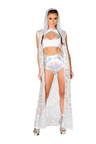Icy Sequin Mesh Long Duster