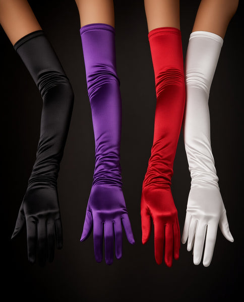 Stretch Long Satin Gloves