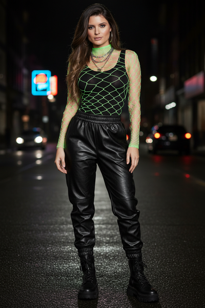 Dancing All Night Neon Green Bodysuit