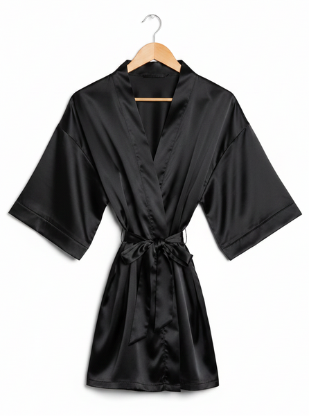 Satin Robe Black