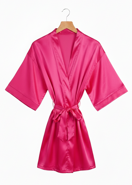 Satin Robe Hot Pink