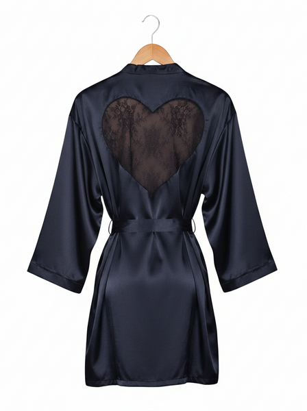 Black Heart Lace Robe