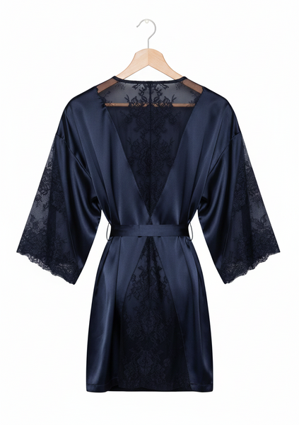 Black Satin and Lace Robe