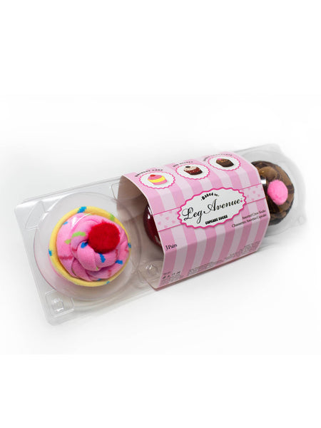 Three cupcake-shaped socks, perfect gift set