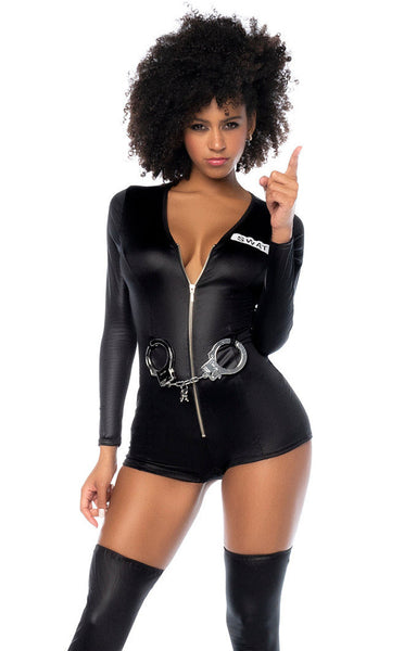 Sultry Swat Officer Costume, Uniform Police Woman Costume