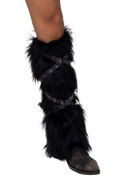 Pair of Black Faux Fur Leg Warmers