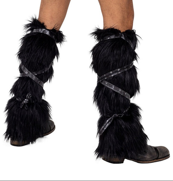 Pair of Black Faux Fur Leg Warmers