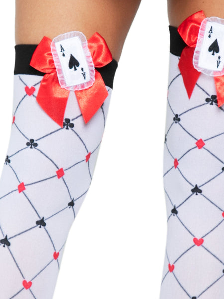 Card Suit Thigh High Stockings