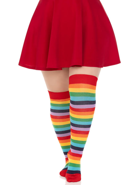 Cherry Rainbow Thigh High Socks