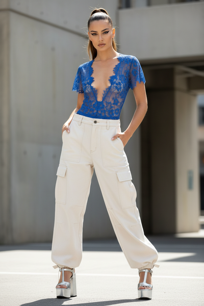 Royal Blue Lace Romper