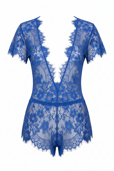Royal Blue Lace Romper