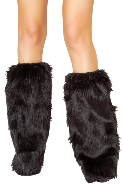 Faux Fur Legwarmers Black