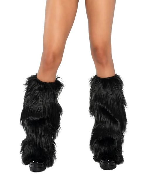 Faux Fur Legwarmers Black