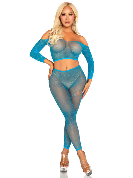 Iridescent fishnet Crop Top and Leggings