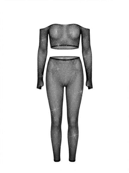 Iridescent fishnet Crop Top and Leggings