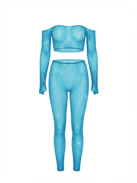 Iridescent fishnet Crop Top and Leggings