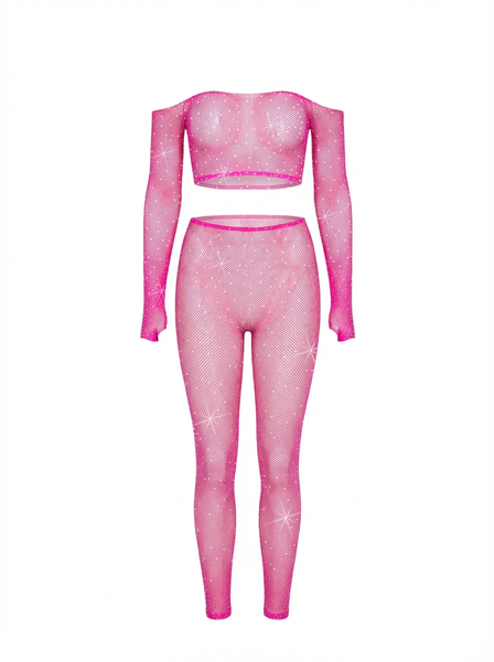 Iridescent fishnet Crop Top and Leggings