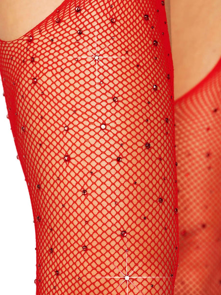 Rhinestone Fishnet Suspender Tights