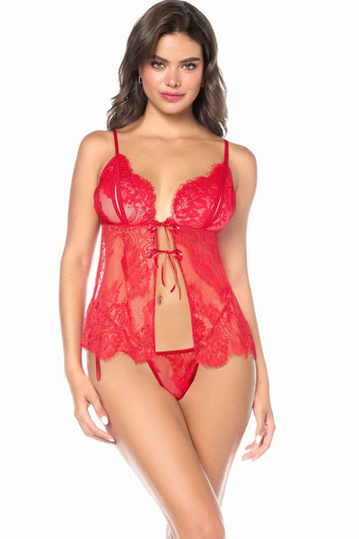 Flirty Red peek-a-boo babydoll Set