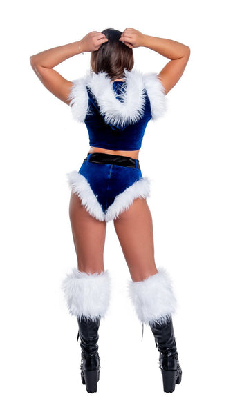 JValentine Holiday Fur Trimmed High-Waist Belted Short