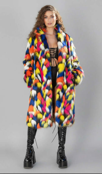 J.Valentine Lava lamp Faux Fur Mid Length Coat