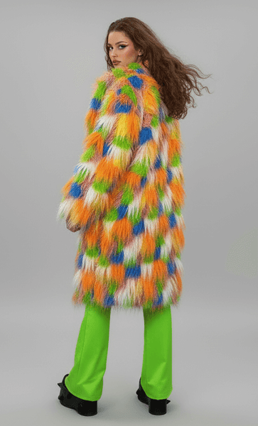 J.Valentine Orange Soda Faux Fur Mid Length Coat