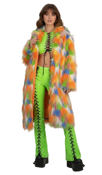 J.Valentine Orange Soda Faux Fur Mid Length Coat