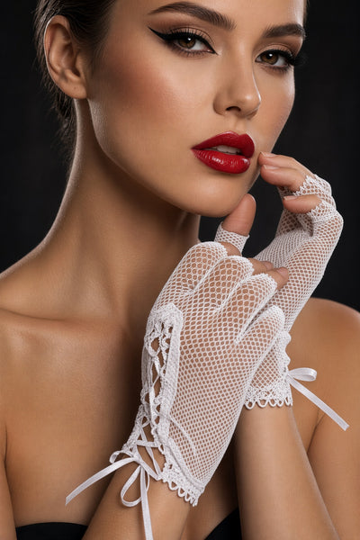 Mini Fishnet Lace-up Gloves