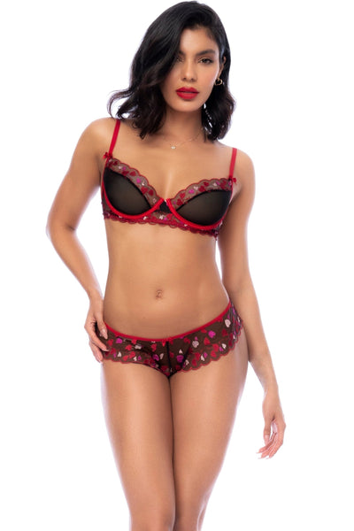 Sweet Heart Bow Bra Set