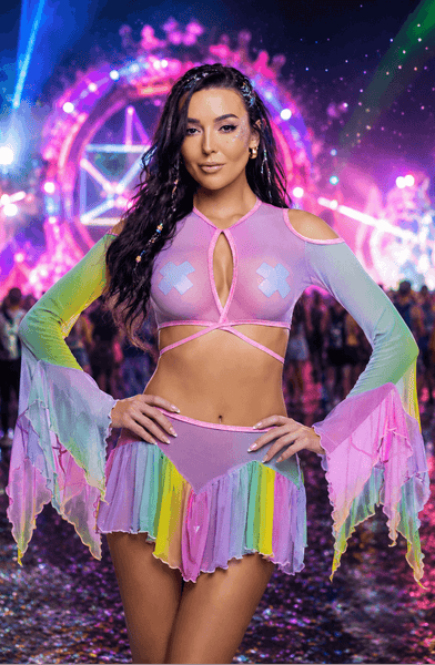 Pastel Flow Top and Skirt Set, JValentine Festival Outfit