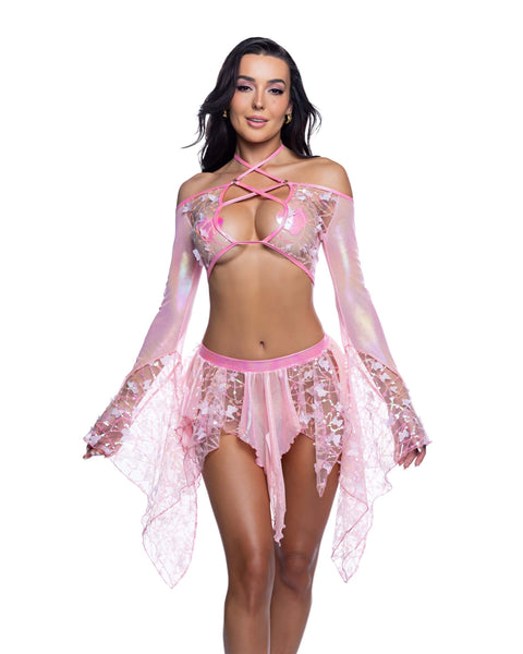 Sequin Mesh Top and Skirt Set, JValentine Festival Outfit