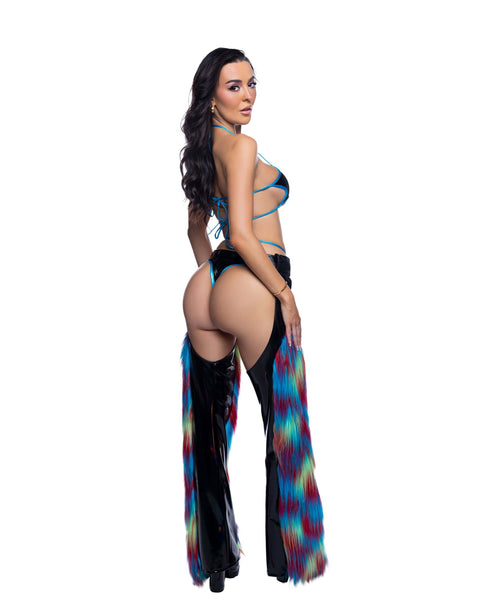 PVC and Faux Fur Belted Chaps, JValentine Festival Outfit