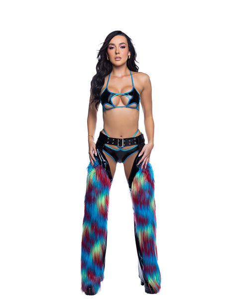 PVC and Faux Fur Belted Chaps, JValentine Festival Outfit