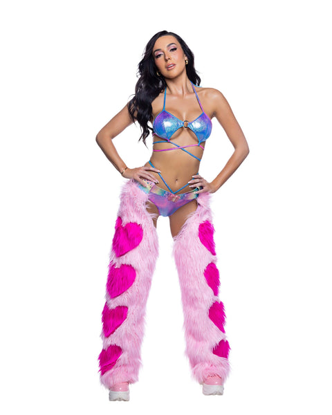 Faux Fur Heart Chaps, JValentine Festival Outfit