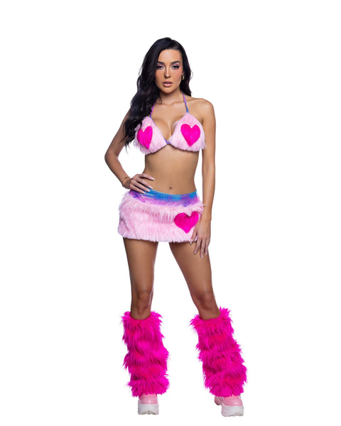 Faux Fur Heart Skirt and Top Set, JValentine Festival Outfit