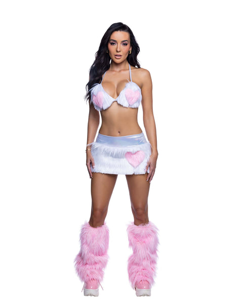 Faux Fur Heart Skirt and Top Set, JValentine Festival Outfit