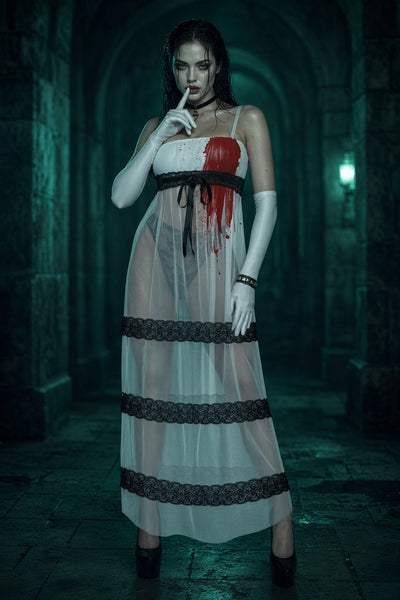 Bloody Jen Dress Costume, Jennifer's body movie inspired white dress