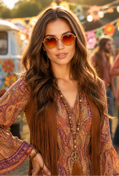 Hippie Glasses with Heart Lense Frame, DIY Hippie Costume Accessories