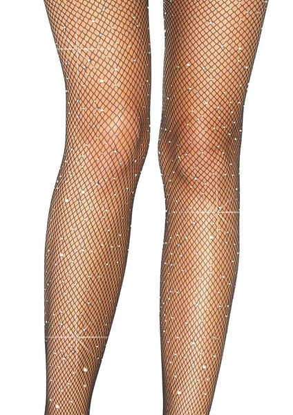 Rhinestone Fishnet Suspender Tights