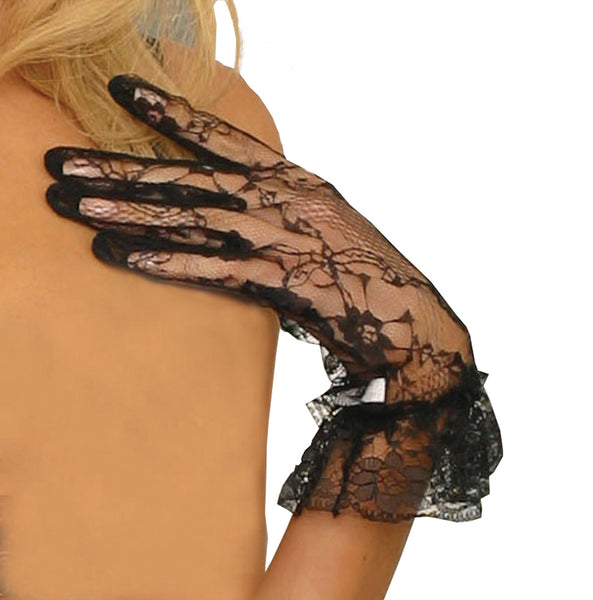 Black Lace Wrist Length Gloves