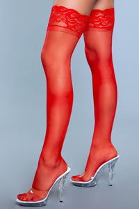 Lace Over It Thigh Highs Red