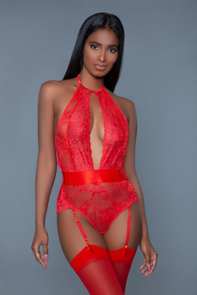 Ophelia Red Lace Bodysuit