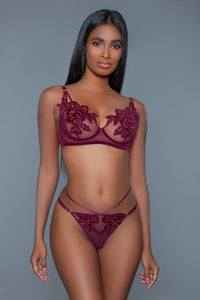 Evangeline Burgundy Lingerie Set