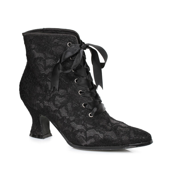 Black Lace Ankle Boot with Laces