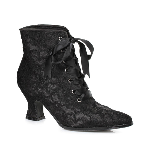 Black Lace Ankle Boot with Laces