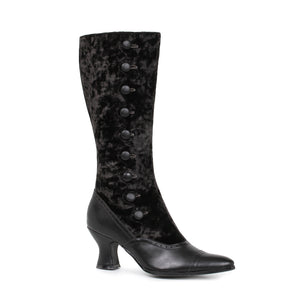  Knee High Velvet Boot with button detail