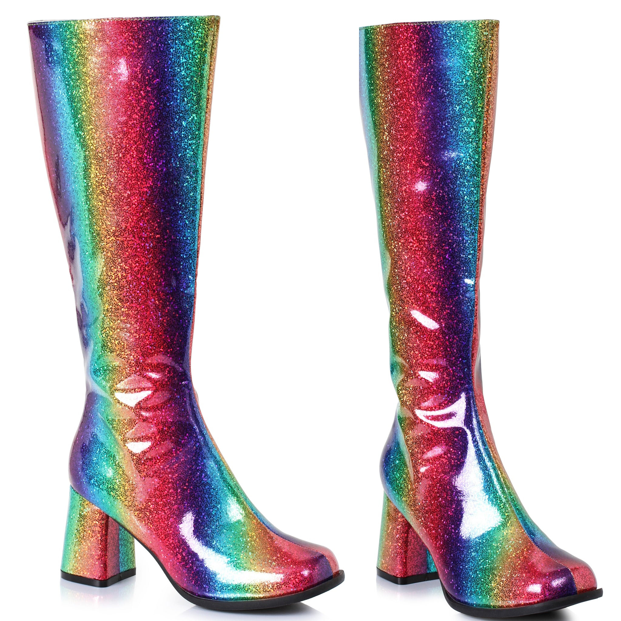 3 Knee High Rainbow Boots With Zipper