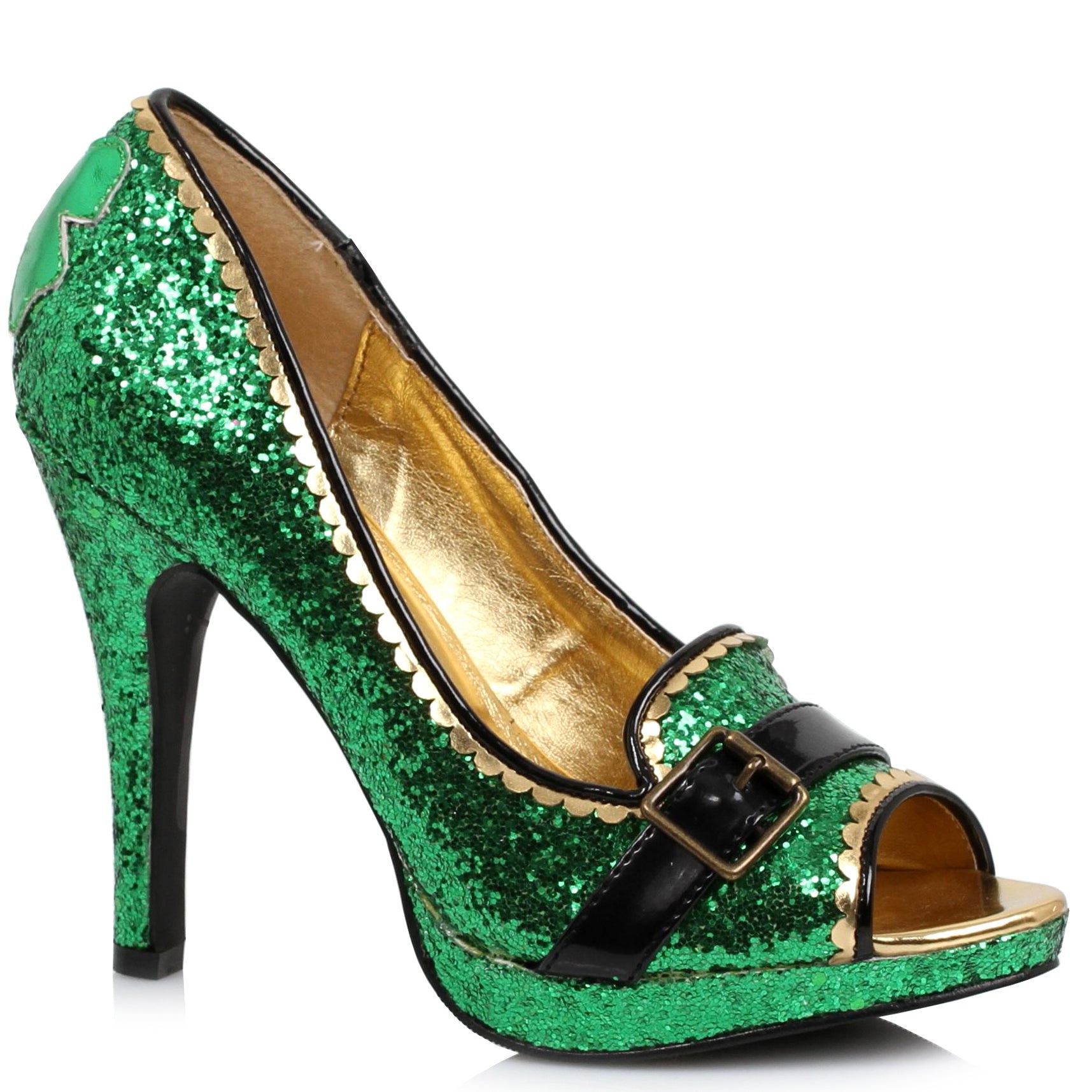 4 Heel Green Glitter  Peep-Toe Pump