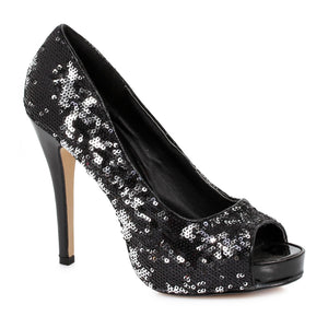 4 HEEL OPEN TOE GLITTER PUMPS